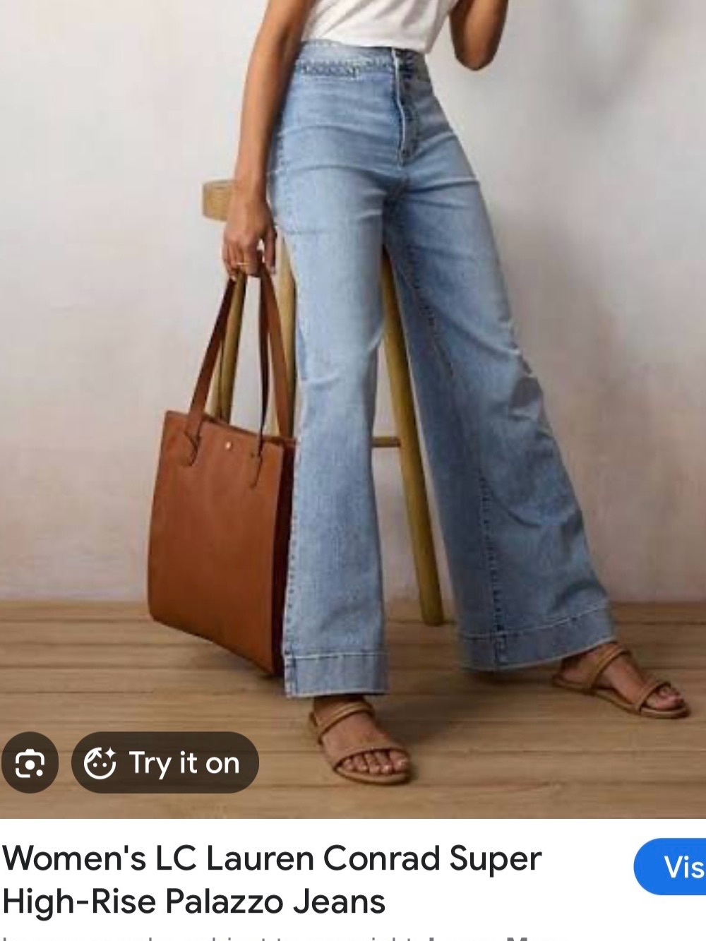 LC Lauren Conrad Light Blue Wide-Leg Jeans New with Tags Smoke & pet free home - Picture 2 of 13